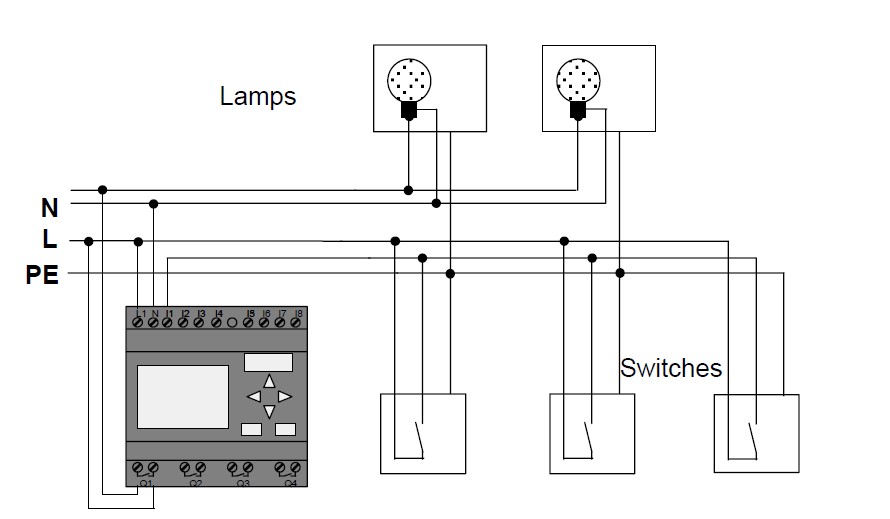 سیم بندی پروژه کنترل روشنایی راه پله با لوگو 8 زیمنس
